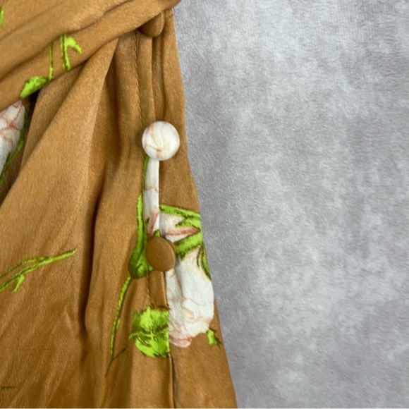 Maeve x Anthropologie Floral Satin Tie Shorts In Brown Women's Size US 2 - Picture 7 of 7